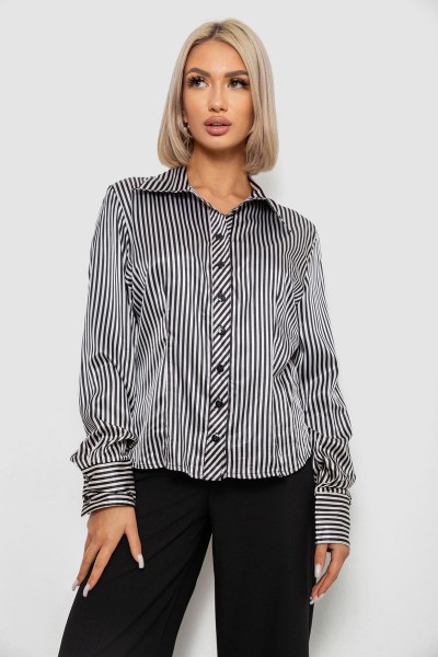 Сорочка класична в смужку, колір чорно-білий, 230R66-2