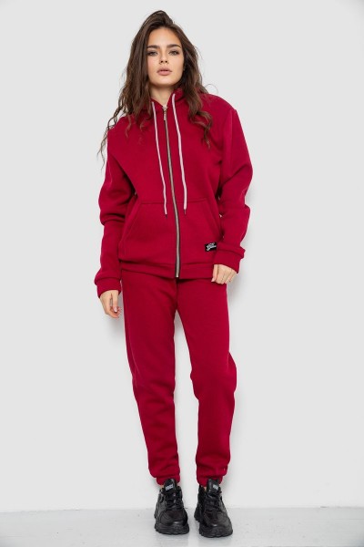 Спортивный костюм женский на флисе, цвет бордовый, 244R1555