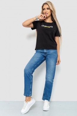Футболка женская с принтом, цвет черный, 221R3008-1