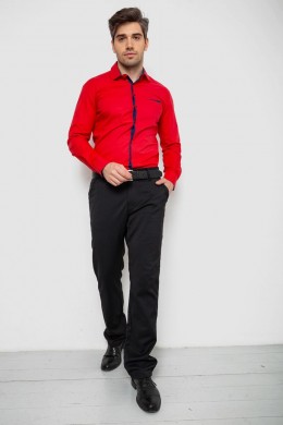 Рубашка мужская с длинным рукавом  -уценка, цвет красный, 214R7009-U