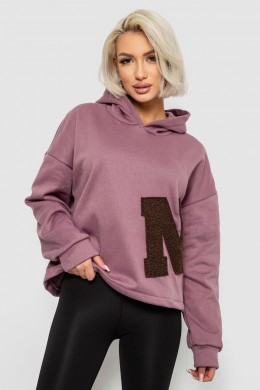 Худи женский с капюшоном на флисе, цвет сливовый, 257R335