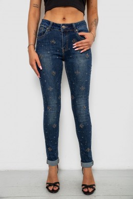 Джинси жіночі однотонні Skinny, колір синій, 244RA-019