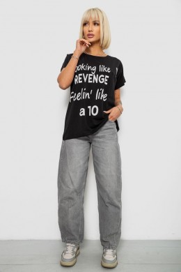 Футболка женская с принтом, цвет черный, 244R3013-5