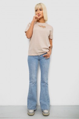 Футболка женская с принтом, цвет бежевый, 244R2802