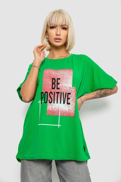 Футболка жіноча з принтом, колір зелений, 244R4011
