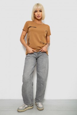 Футболка женская с принтом, цвет коричневый, 244R2214-5