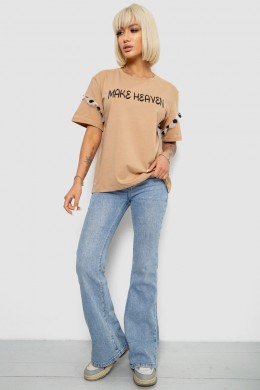 Футболка женская с принтом, цвет бежевый, 244R2351