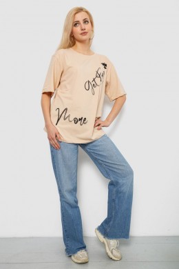 Футболка женская с принтом, цвет бежевый, 244R3005