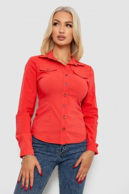 Рубашка женская однотонная  -уценка, цвет коралловый, 230R068-U-45