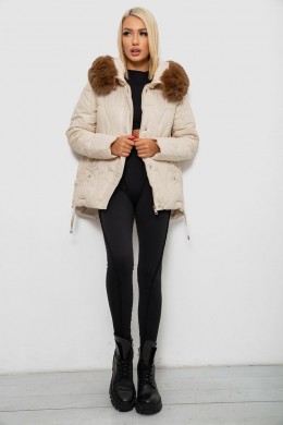 Куртка женская зимняя короткая, цвет светло-бежевый, 244R865