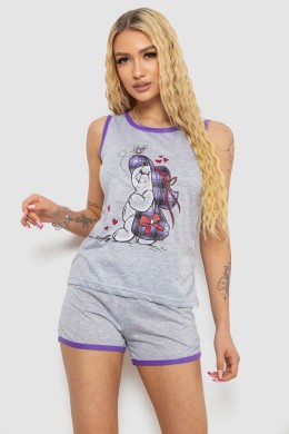 Пижама женская с принтом, цвет серо-сиреневый, 238RB40