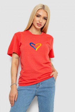 Футболка женская с принтом, цвет коралловый, 238R330