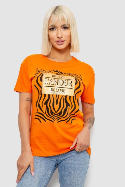 Футболка женская с принтом, цвет оранжевый, 244R2805