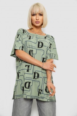 Футболка женская с принтом, цвет оливковый, 244R4016