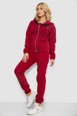 Спортивный костюм женский на флисе на молнии, цвет бордовый, 247R1060