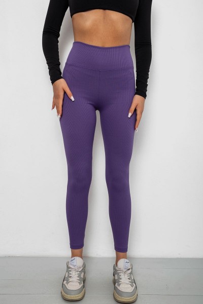 Лосини однотонні в рубчик, колір фіолетовий, 244R312-5