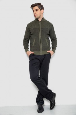 Кофта мужская на молнии с карманами, цвет хаки, 161R1009