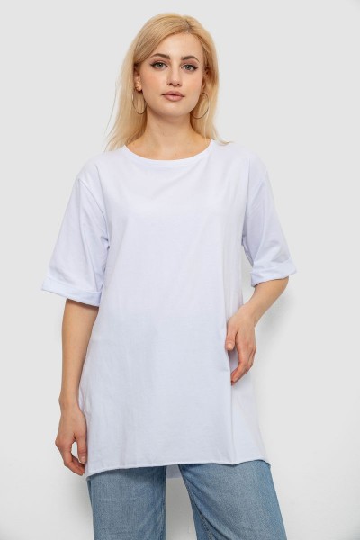 Футболка женская однотонная, цвет белый, 244R2024-5