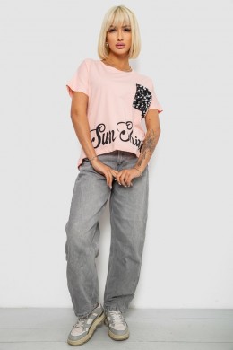 Футболка женская с принтом, цвет персиковый, 244R2057