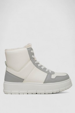 Кросівки жіночі зимові на хутрі, колір біло-сірий, 248RMB07