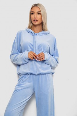 Спортивный костюм женский велюровый свободного кроя, цвет голубой, 241R2001-20