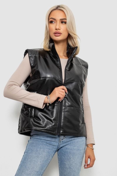 Жилет женский демисезонный экокожа, цвет черный, 257R98