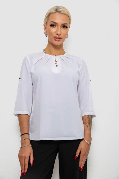 Блуза однотонная, цвет белый, 230R1121-10
