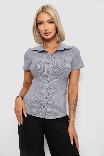 Рубашка классическая в полоску, цвет серый, 230R668-1