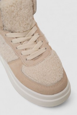 Кроссовки женские зимние на меху хайтопы, цвет бежевый, 248RLM20
