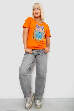 Футболка женская с принтом, цвет оранжевый, 244R2804