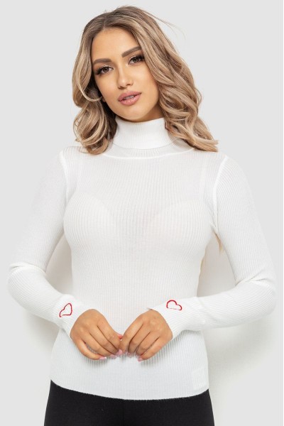 Гольф женский в рубчик, цвет белый, 204R051