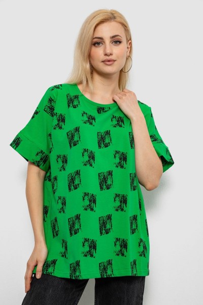 Футболка жіноча з принтом, колір зелений, 244R4015