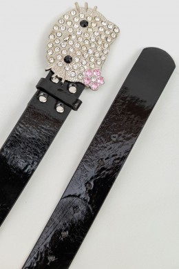 Ремінь жіночий лаковий, колір чорний, 196R4010G1