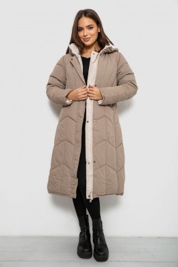 Куртка жіноча двостороння зимова, колір темно-бежевий, 244R24115