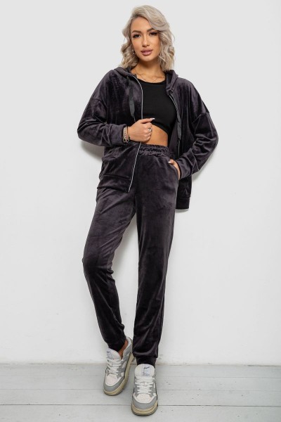 Спортивний костюм жіночий велюровий, колір чорнильний, 257R4119