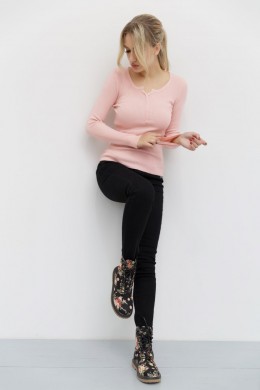 Кофта жіноча базова в рубчик, колір світло-рожевий, 204R002