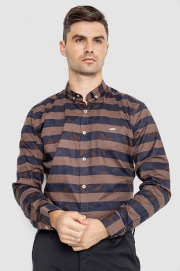 Рубашка мужская повседневная  -уценка, цвет коричнево-синий, 247R408-U-1