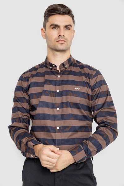 Рубашка мужская повседневная  -уценка, цвет коричнево-синий, 247R408-U-1