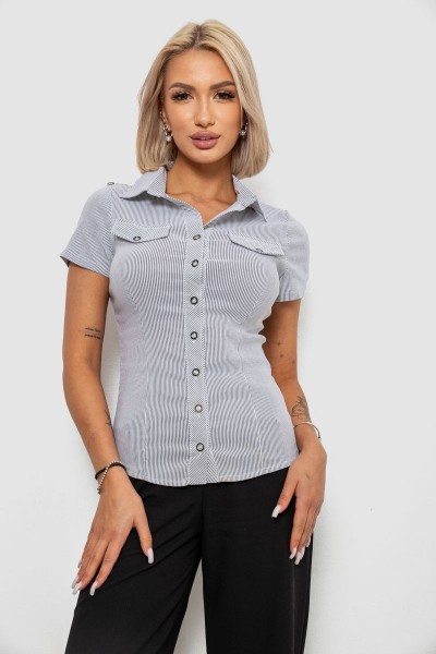 Сорочка класична в смужку, колір світло-сірий, 230R667