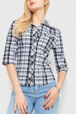Рубашка женская в клетку, цвет черно-белый, 230R063