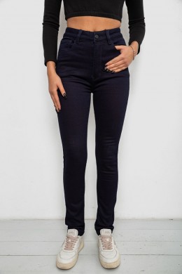 Джинси жіночі однотонні на флісі, колір темно-синій, 244RS021