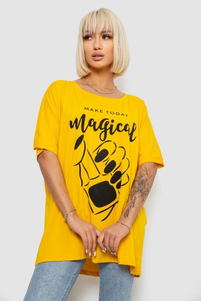 Футболка жіноча з принтом, колір жовтий, 244R6005-1