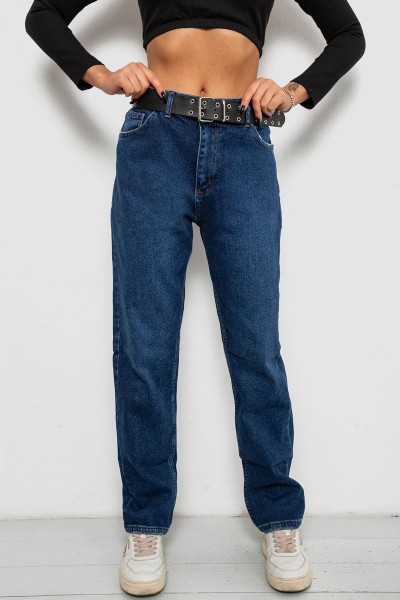 Джинси жіночі однотонні MOM FIT, колір синій, 244R8184