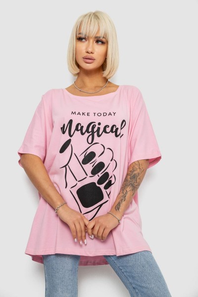 Футболка женская с принтом, цвет розовый, 244R6005-1