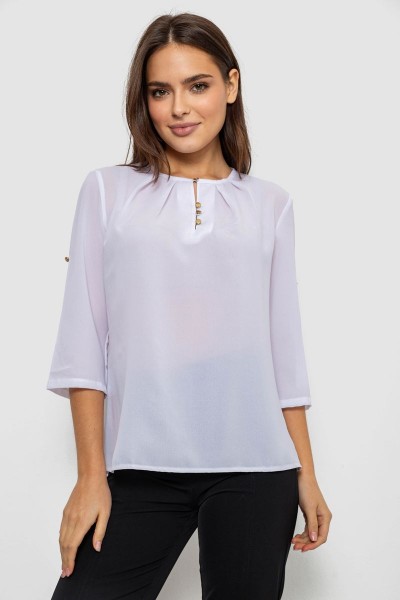 Блуза однотонная, цвет белый, 230R1121-8