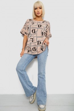 Футболка женская с принтом, цвет бежевый, 244R4016