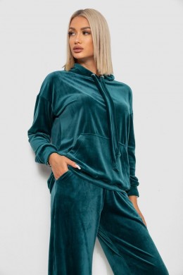 Спортивный костюм женский велюровый свободного кроя, цвет зеленый, 241R2001-20