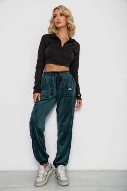Спортивні штани велюрові жіночі на флісі, колір зелений, 238R58649-1