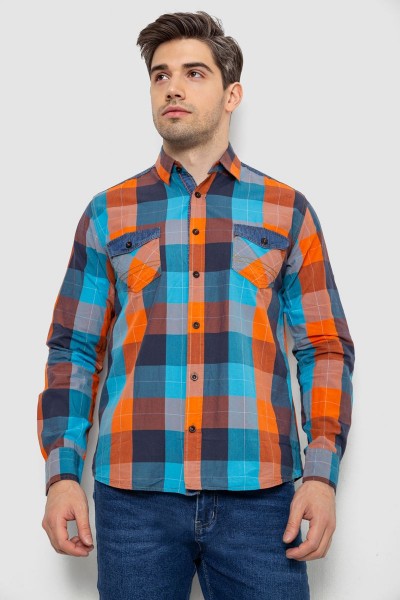 Сорочка чоловіча в клітинку  -уцінка, колір помаранчевий, 214R0743-U-4