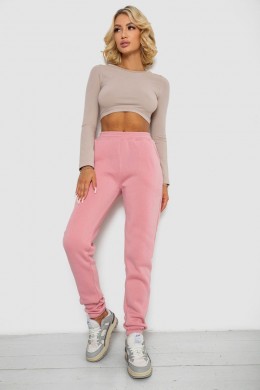 Спортивні штани жіночі на флісі, колір рожевий, 238R57828